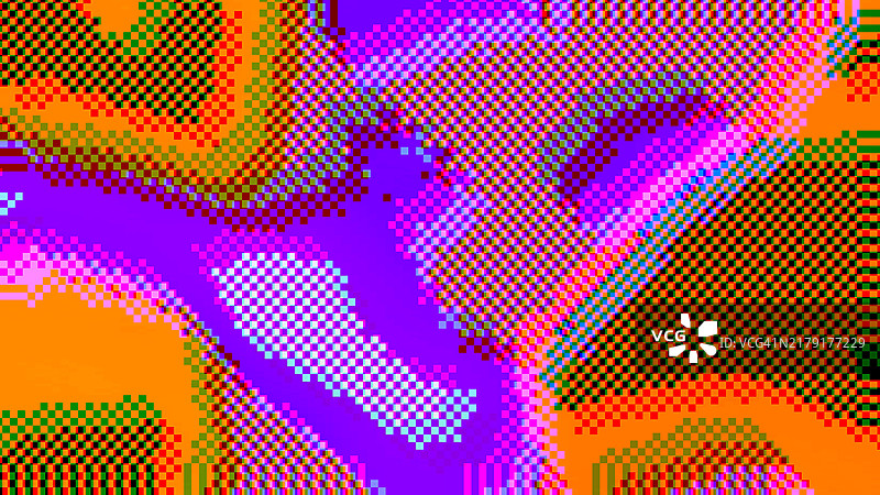 充满活力的粉色、紫色和橙色棋盘图案的抽象8位像素艺术背景图片素材