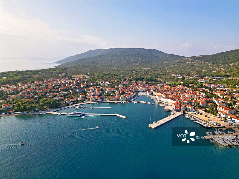 克罗地亚克雷斯镇航拍图片素材