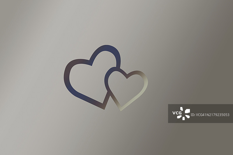 两个相连的红心。情人节、爱、婚姻概念背景图片素材