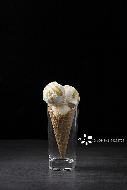俯视角度：冰淇淋甜筒图片素材