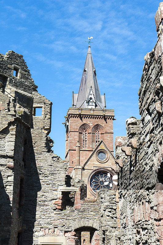 前主教住所，主教宫殿遗址，圣马格努斯大教堂，柯克沃尔，奥克尼群岛，苏格兰，英国图片素材