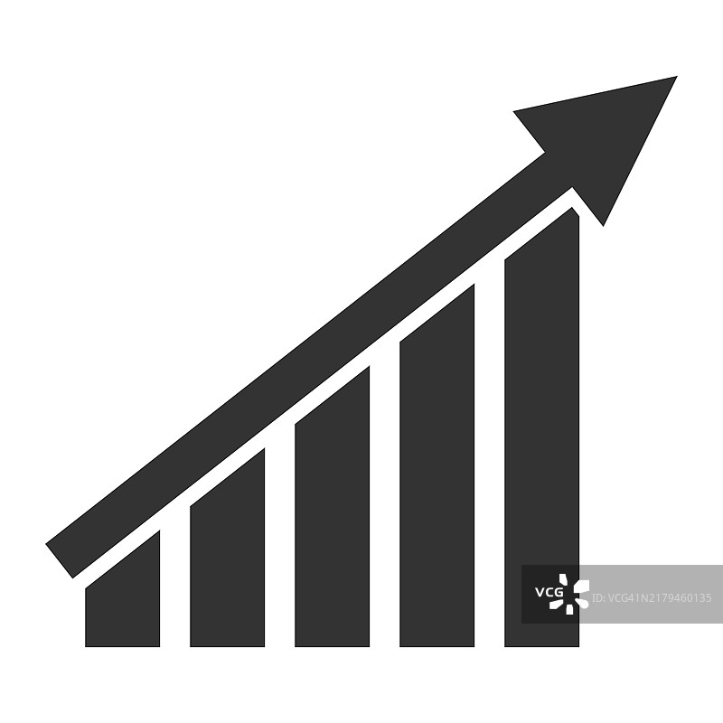 白色背景上的增长柱状图扁平简约图标图片素材