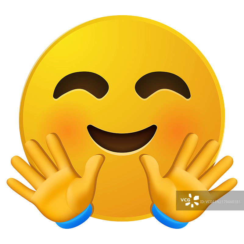 张开双手的笑脸，黄色表情符号大尺寸微笑图片素材