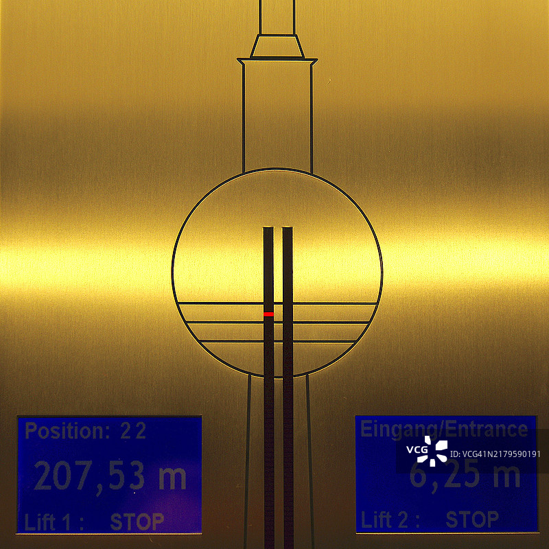 柏林电视塔电梯指示牌特写图片素材
