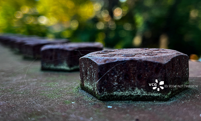 桥上的一排螺栓图片素材