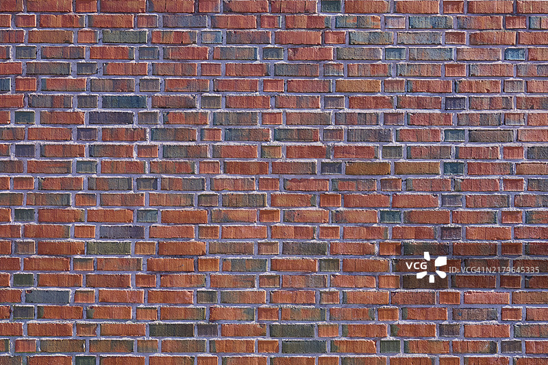 挪威卑尔根的砖墙细节，红棕色砖块形成规则图案图片素材