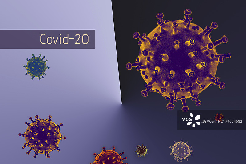 影响健康的新冠病毒疫情突发，病毒变异概念图片素材