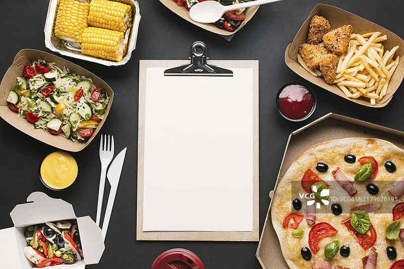 食物和写字板的景色图片素材