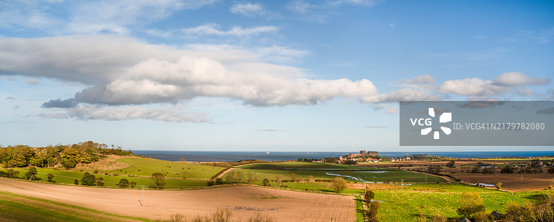 班堡城堡和诺森伯兰郡北海图片素材