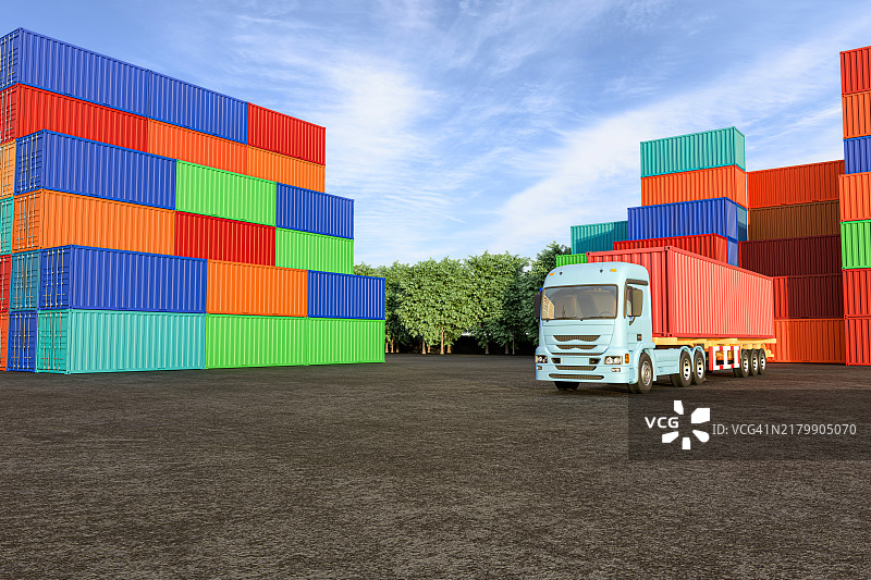 集装箱转运场3D渲染图片素材
