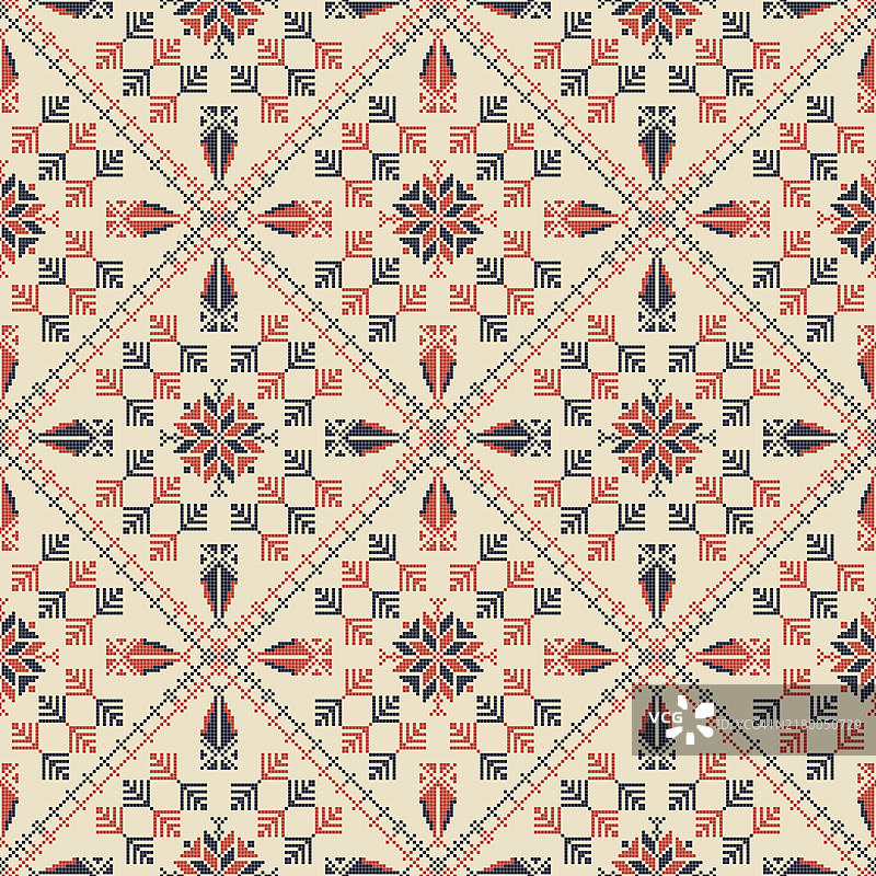 带有传统巴勒斯坦刺绣图案的无缝图案设计图片素材