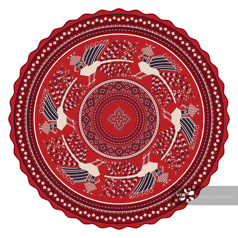 俄罗斯传统刺绣符号圆形设计元素矢量素材图片素材