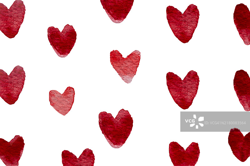 红色水彩手绘爱心图案图片素材