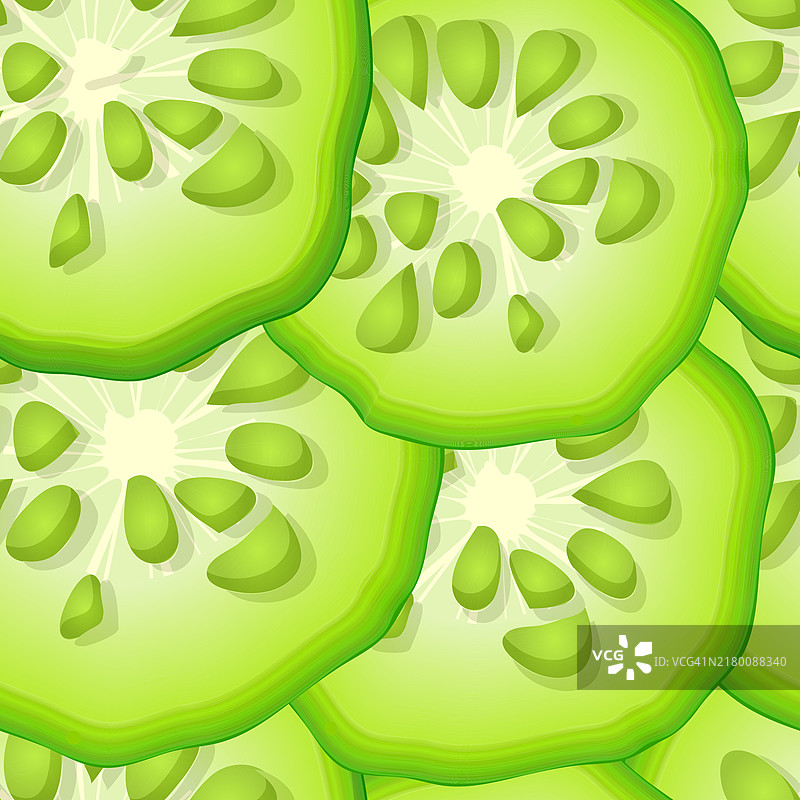 新鲜多汁的黄瓜片无缝图案矢量背景图片素材