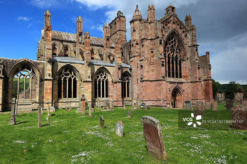 梅尔罗斯修道院墓碑（苏格兰，英国）图片素材