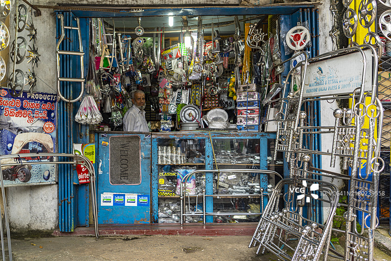斯里兰卡，三轮车配件商店图片素材
