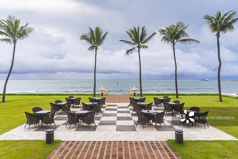 斯里兰卡，加勒面酒店露台图片素材
