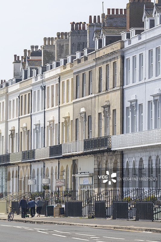 多塞特郡波特兰岛韦茅斯海滨的爱德华时代建筑图片素材