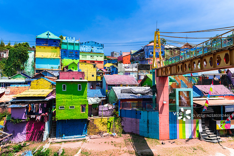 马朗爪哇的乔迪潘色彩斑斓的村庄全景图片素材