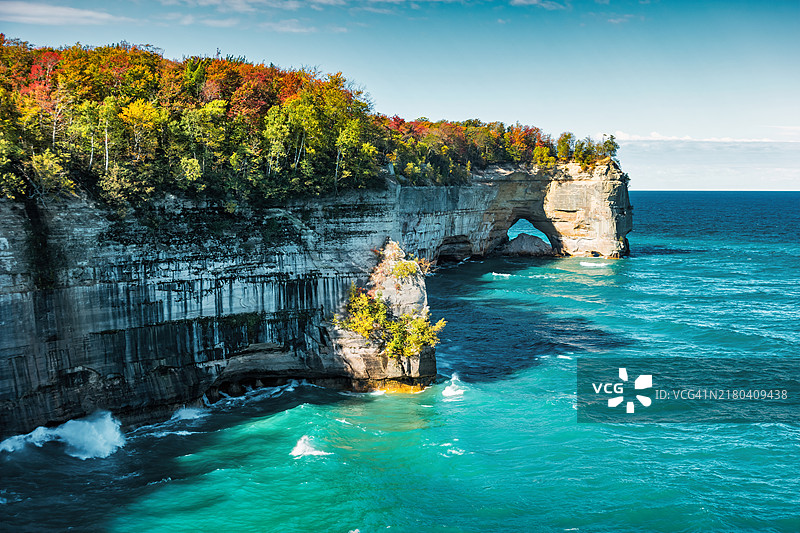 美国密歇根州彩岩国家湖岸大门户点图片素材