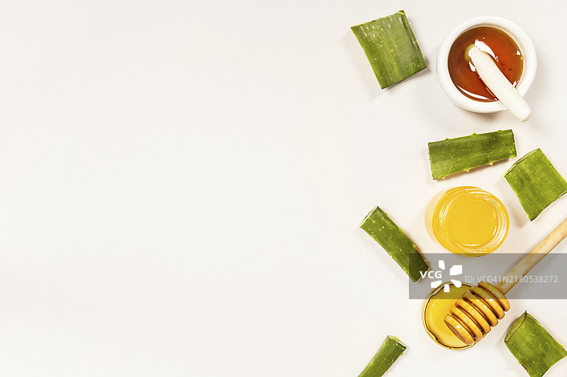 芦荟片蜂蜜制药鸟瞰图图片素材