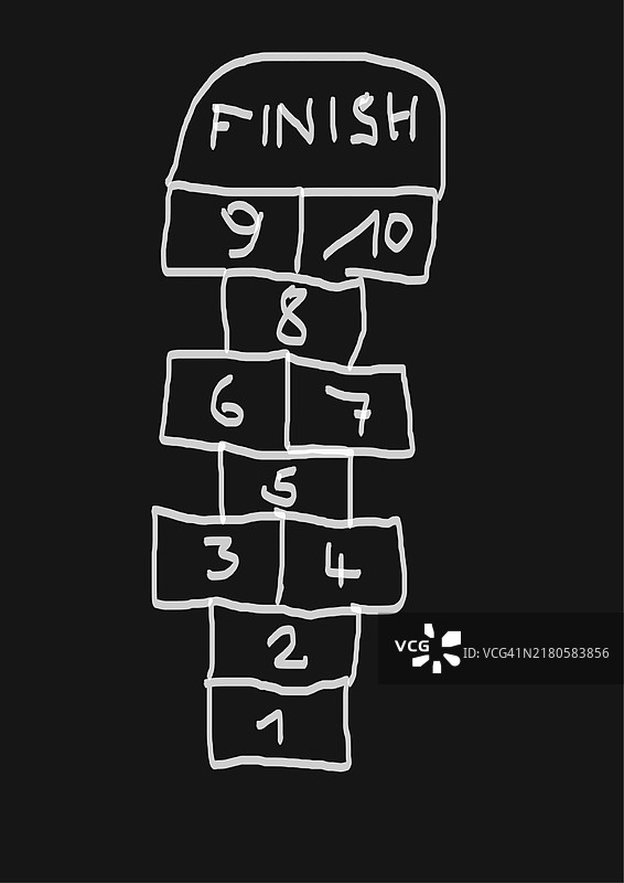 老式儿童游戏：跳房子图片素材