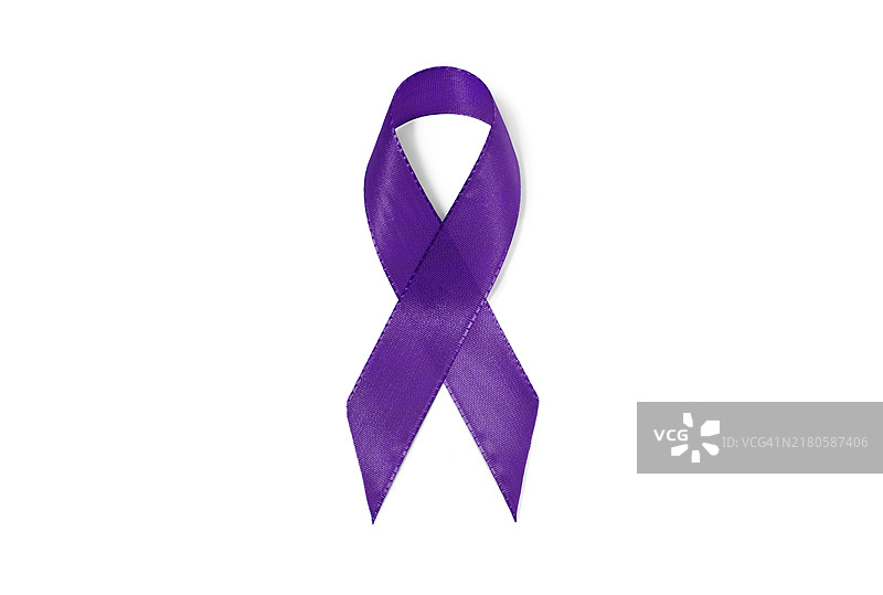 紫色意识丝带符号，团结的标志，阿尔茨海默病，克罗恩病，癫痫，胰腺癌图片素材