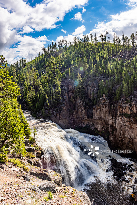 黄石公园吉本瀑布与吉本河图片素材