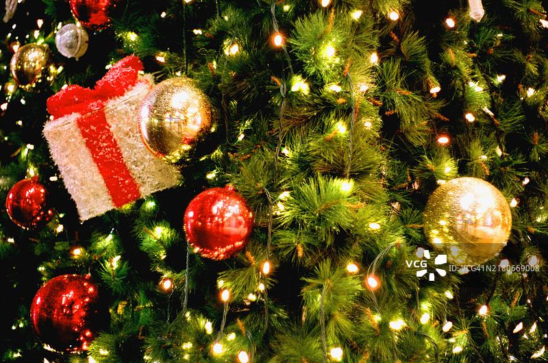 圣诞节雪花圣诞节散景光树图片素材