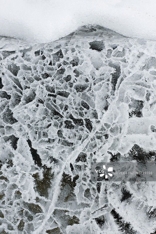 加拿大亚伯拉罕湖的冰纹图片素材