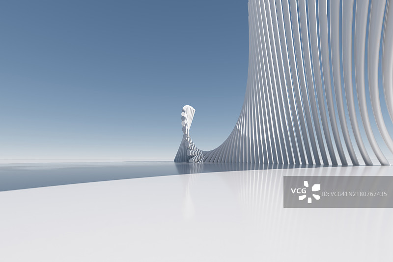 抽象混凝土建筑背景。3D渲染图片素材