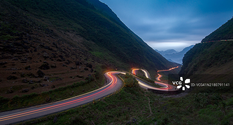 越南河江东万的Tham Ma坡道通过图片素材