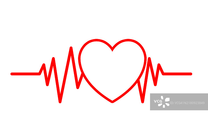 带有心电图的红色爱心图片素材
