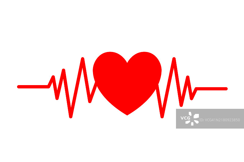 带有心电图的红色爱心图片素材