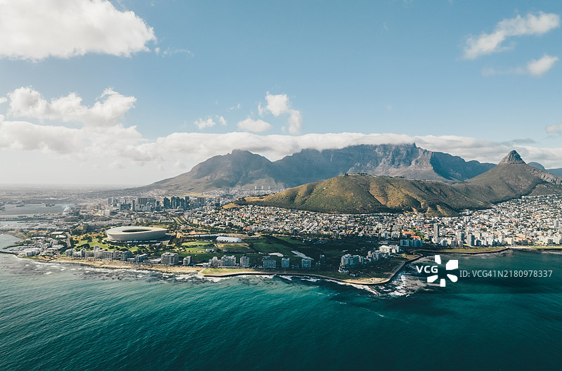 开普敦标志性全景。空中视角。南非。图片素材