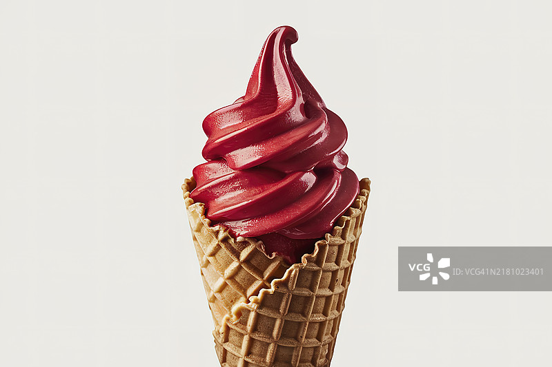 冰淇淋甜筒，主要呈现鲜艳的红色图片素材