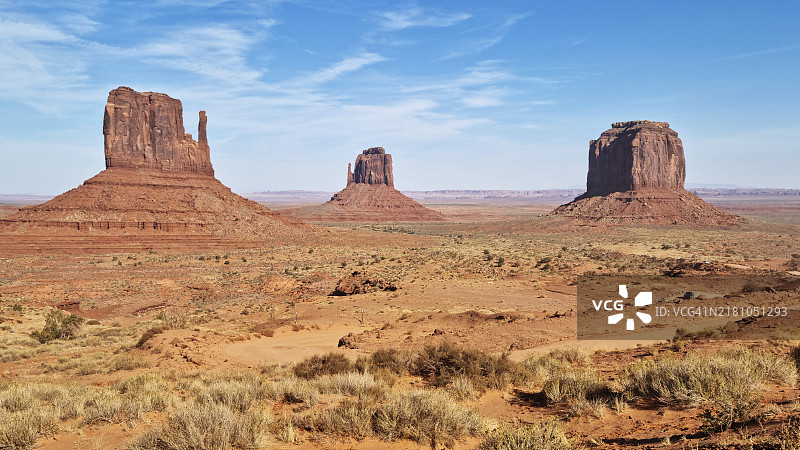 纪念碑谷部落公园：梅里克孤丘、东手套和西手套图片素材