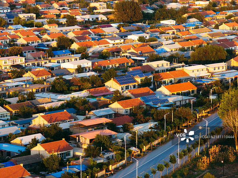 秋季村庄鸟瞰图图片素材