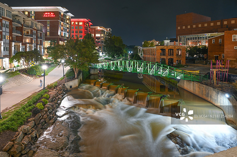 南卡罗来纳州格林维尔瀑布公园图片素材