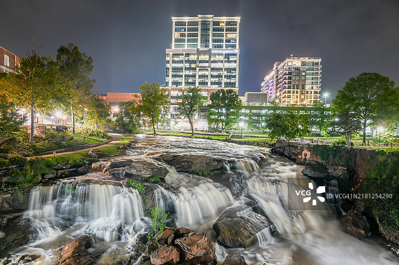 南卡罗来纳州格林维尔瀑布公园图片素材