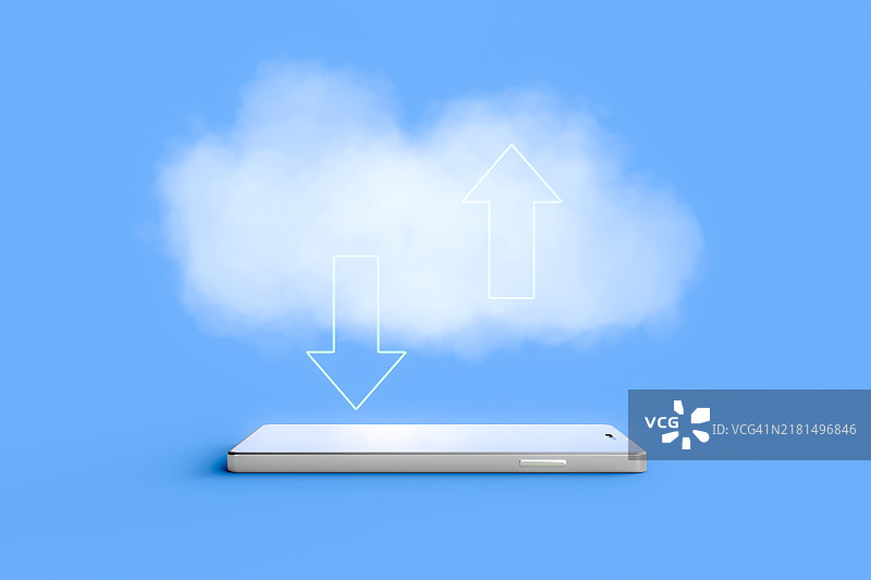 移动云数据传输和3D渲染概念图片素材