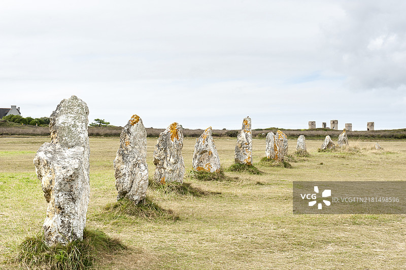 考古学：新石器时代的巨石阵，巨石文化，拉加特贾尔石阵，法国布列塔尼菲尼斯泰尔省图片素材