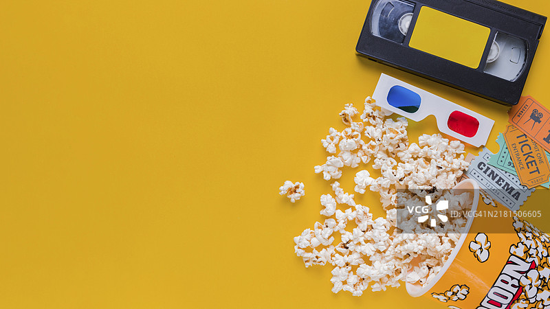录像带和爆米花图片素材