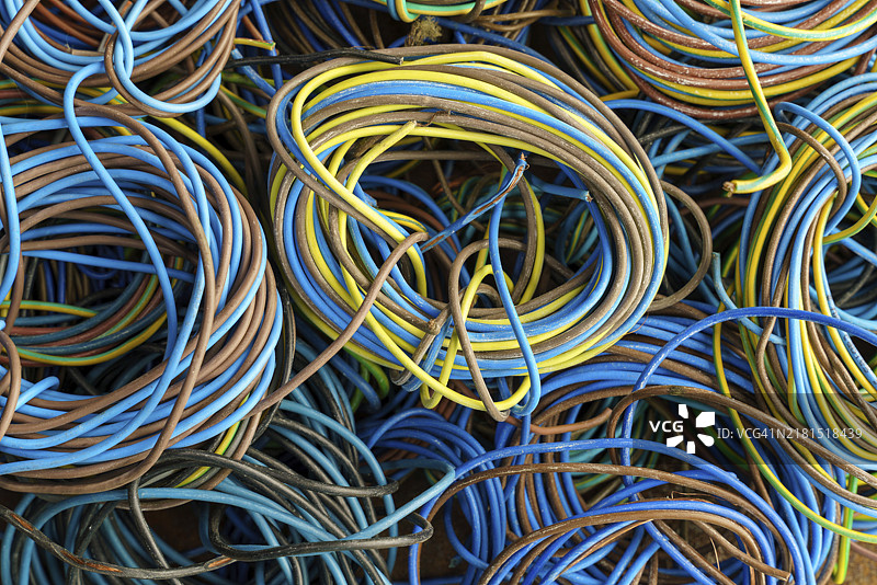 彩色橡胶护套铜缆回收纹理图片素材