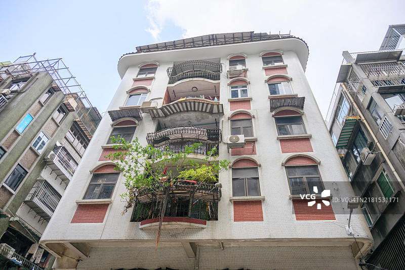 中国澳门的老旧住宅区图片素材