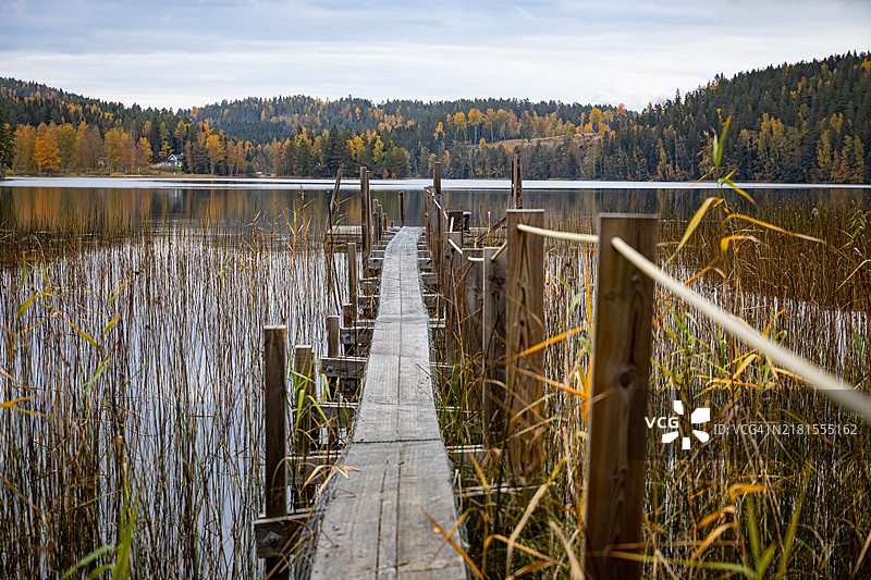 秋天的浮筒上的绳索图片素材