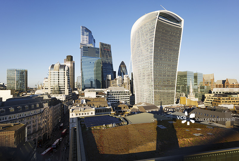 伦敦金融城的高空视角建筑图片素材