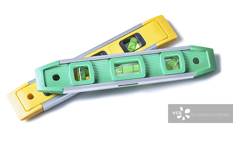 绿色和黄色建筑水平仪图片素材