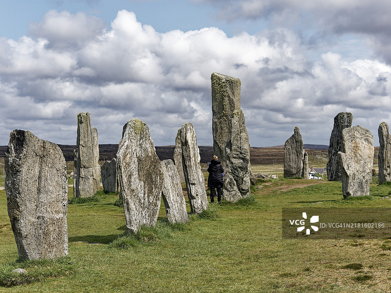 卡拉尼什巨石遗址石圈，哈里斯和刘易斯岛，外赫布里底群岛，苏格兰，英国图片素材