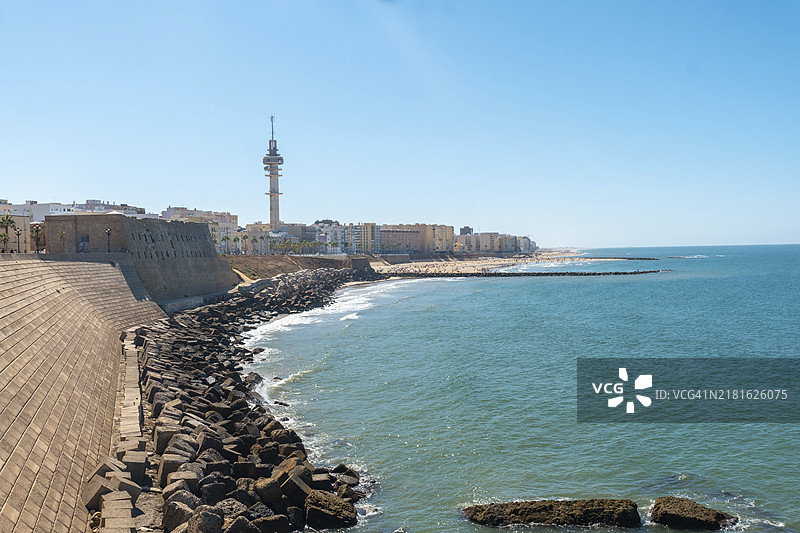 西班牙加的斯圣玛丽亚德尔玛海滩景色图片素材